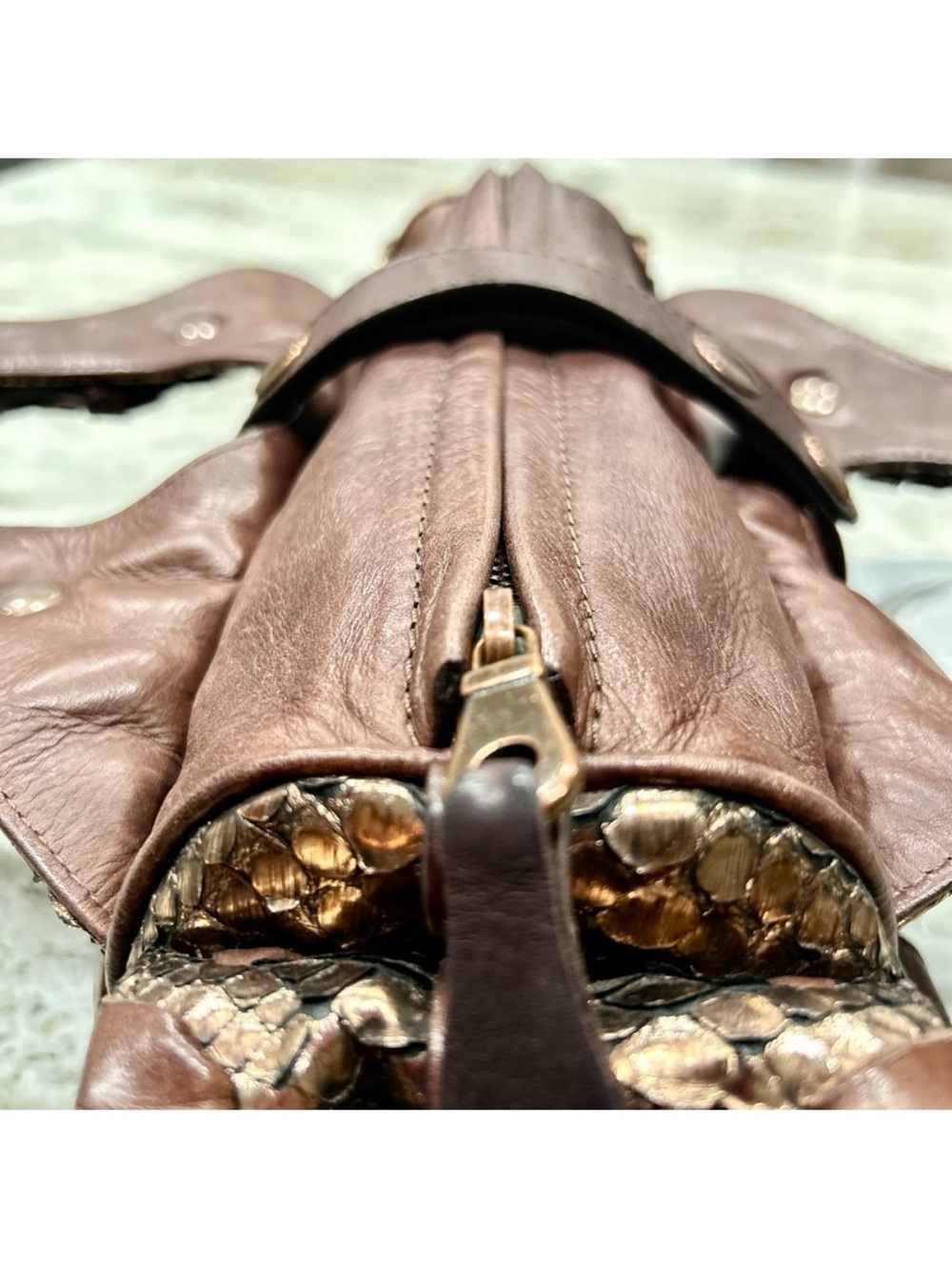 Chloe Authentic Bronze Metallic Python and Leather Silverado Bag Rare - Picture 4 of 15